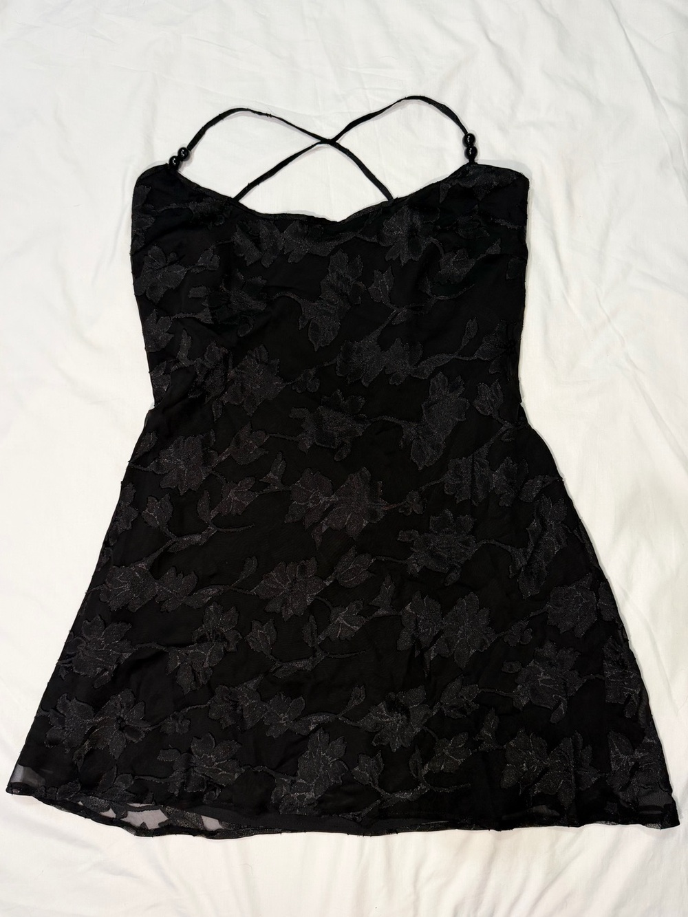 Peppermayo Sunset Glow Mini Dress Black Floral Lace Open back adjustable 4XL NWT